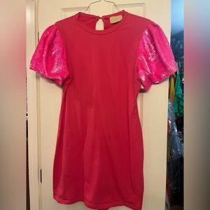 Hot pink sleeve sequin dress by Judith March. Worn once! EUC